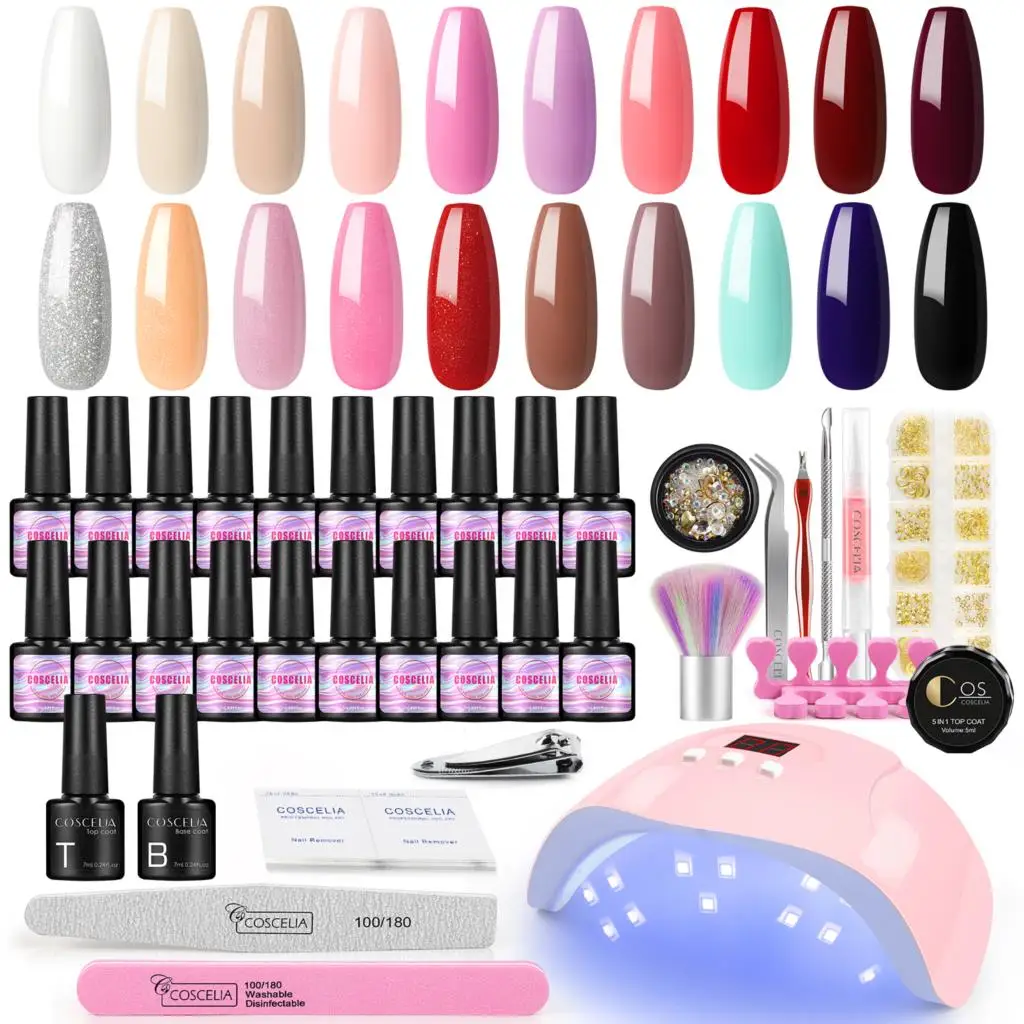 

COSCELIA Gel Nail Polish Set With 36W UV LED Lamp Manicure Set Nail Kit Professional Set Base Top Coat For Nail Art Decoration