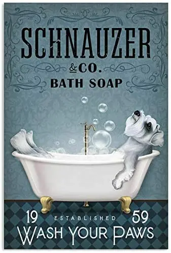 

Schnauzer водяная ванна, милая металлическая фотография, уличное кафе, бар, клубный металлический знак