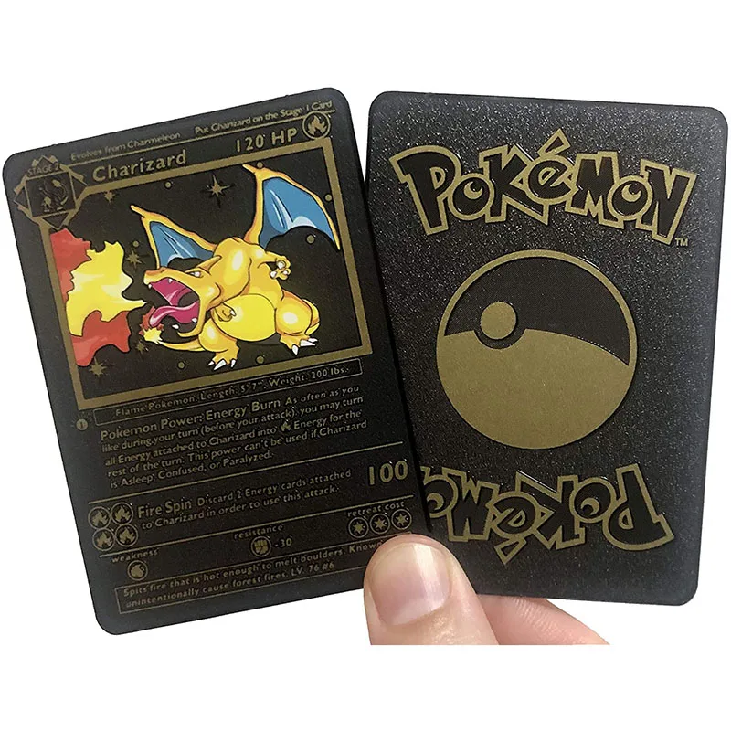 

Pokemon Card-Tcg 1st Edition-Zwart Goud Metalen Charizard Game Collection Cards Toy