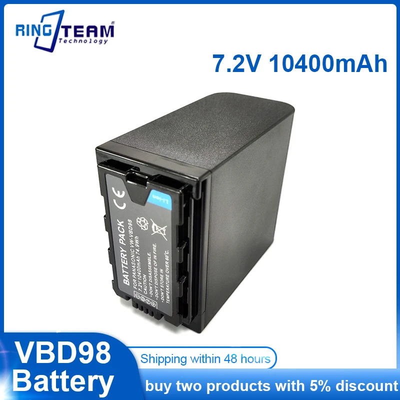 

VW-VBD98 VBD98 Battery 10400mAh for Panasonic Camera AJ-PX280 PX285MC AG-HPX265MC HPX260MC PX270 PX298 MDH2 FC100 DVX200 AC90