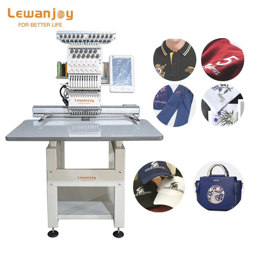 Lewanjoy Single Head Household Flat Hat T-shits Embroiderer Simple Frame Thread Embroidery Label Machine