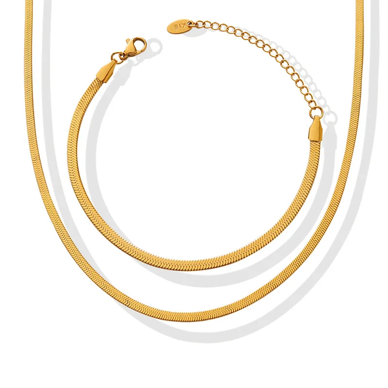 

GD Luxury 18 K Gold Color Blade Chain Necklace Trendy Babes Stainless Steel Snake Chain Necklace for Women Jewelry Gift