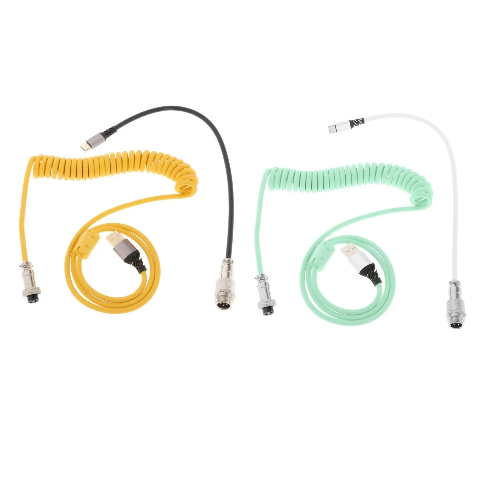 

Coiled USB to Type C Cable for Desktop Computer with Aviation Plug for Type C Mechanical Keyboard Cellphone Parts Accessories