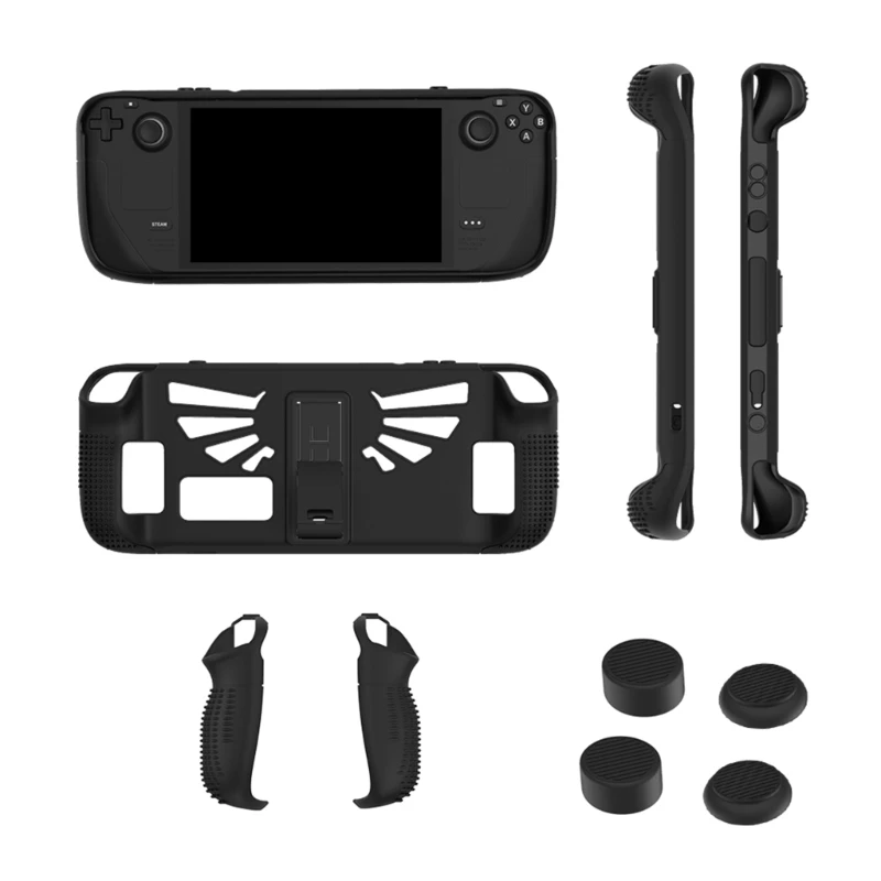 

Protective Cases-Shell for Steam Deck Shockproof Silicone Cover Game Console Housing with Joystick Foldable Bracket