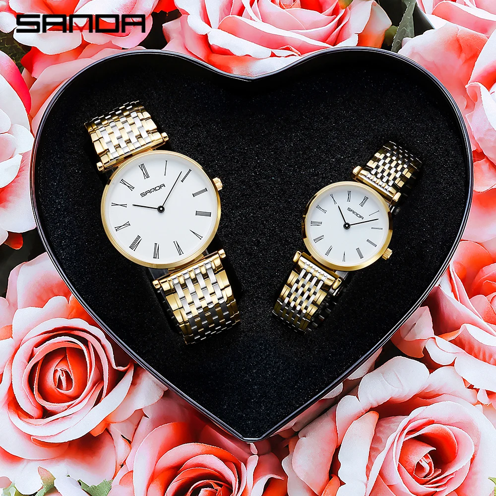 SANDA Couples Watch Waterproof Luxury Original Wristwatch Men Lady Lighter Shockproof Fashion Quartz Wristwatch Couple Girl Gift