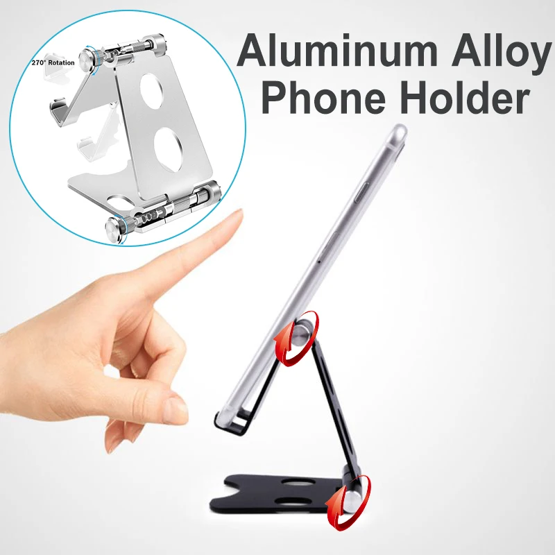 Medium Size Alloy Stand Compatible with Phones & Tablets Home Kitchen Office Heavy Duty Phone Holder for iPhone Xiaomi Huawei