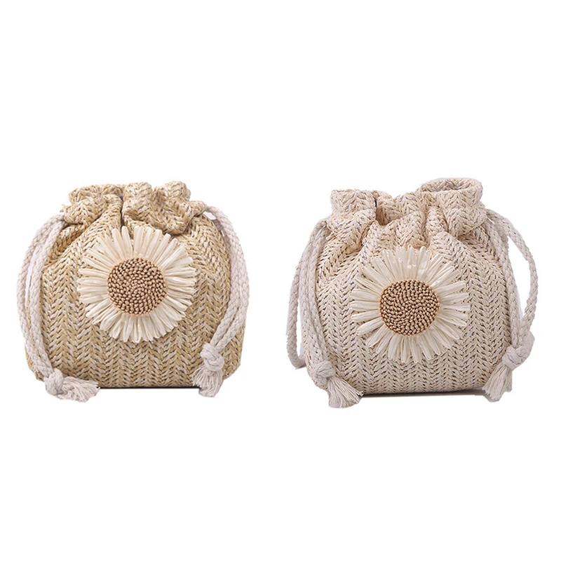 

Cute Straw Bucket Bag Personalized Girl One Shoulder Messenger Bag