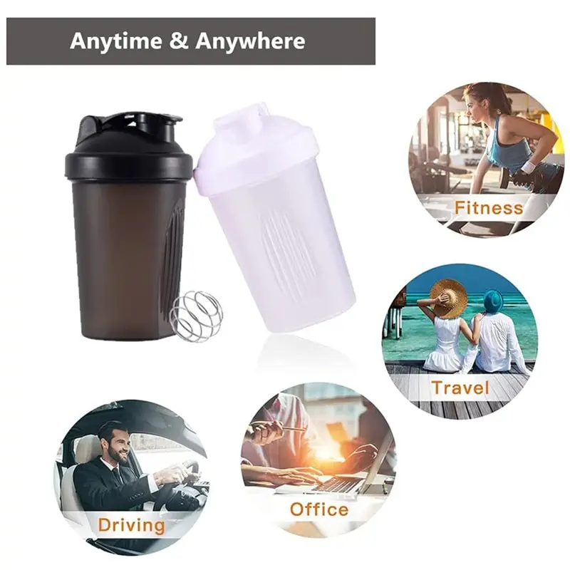 400ML Shaker Bottles Sport Water Cups Whey Protein Powder Mixer Bottle Fitness Gym Shaker Outdoor Portable Plastic Drink Cup images - 6