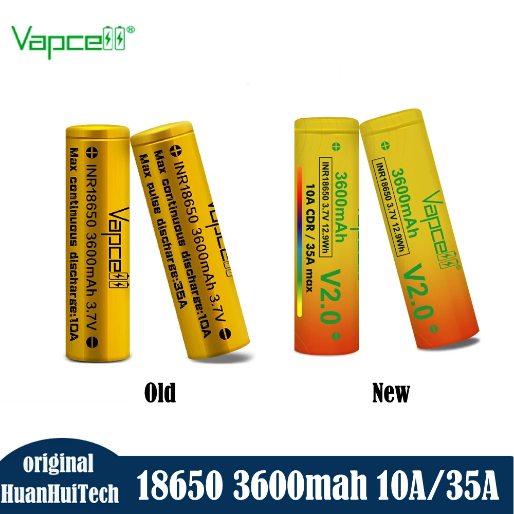 Обновленная версия 18650 Оригинальная батарея Vapcell INR 3600 3,7 мАч 10A/35 в высокомощные перезаряжаемые литиевые батареи для электроинструментов