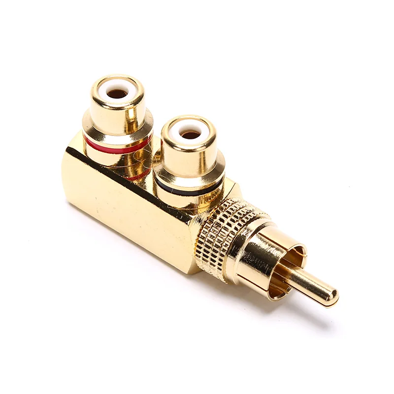 

1 Pc High Quality Pure Copper Conductor Gold Plated AV Audio Splitter Plug RCA Adapter 1 Male To 2 Female F Connector