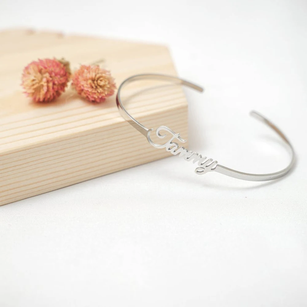 Индивидуальные браслеты для женщин открытые с именем на заказ ювелирные изделия