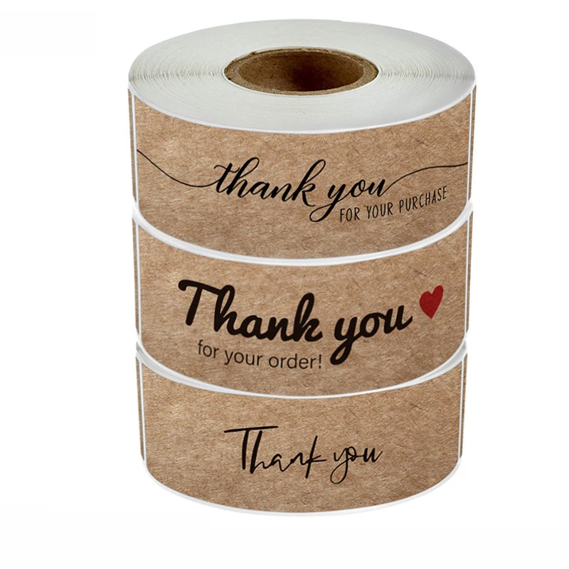 

120pcs Thank You for Your Order Kraft Paper Stickers Rectangle Labels for Gift Handmade Decor Envelope Sealing Thank You Sticker