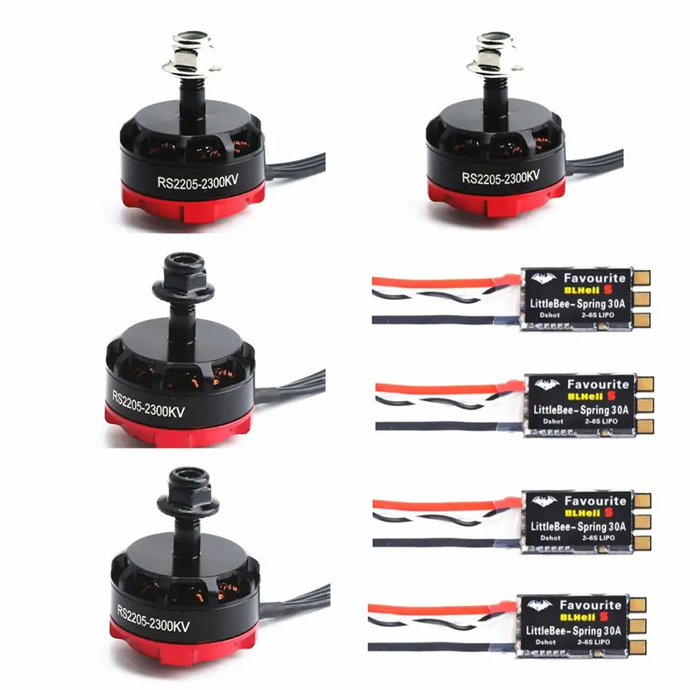 4 шт. RS2205 2205 2300KV CW / CCW бесщеточный двигатель FVT Littlebee Spring 30A blheli _ s для FPV Martian QAV210 хамелеон
