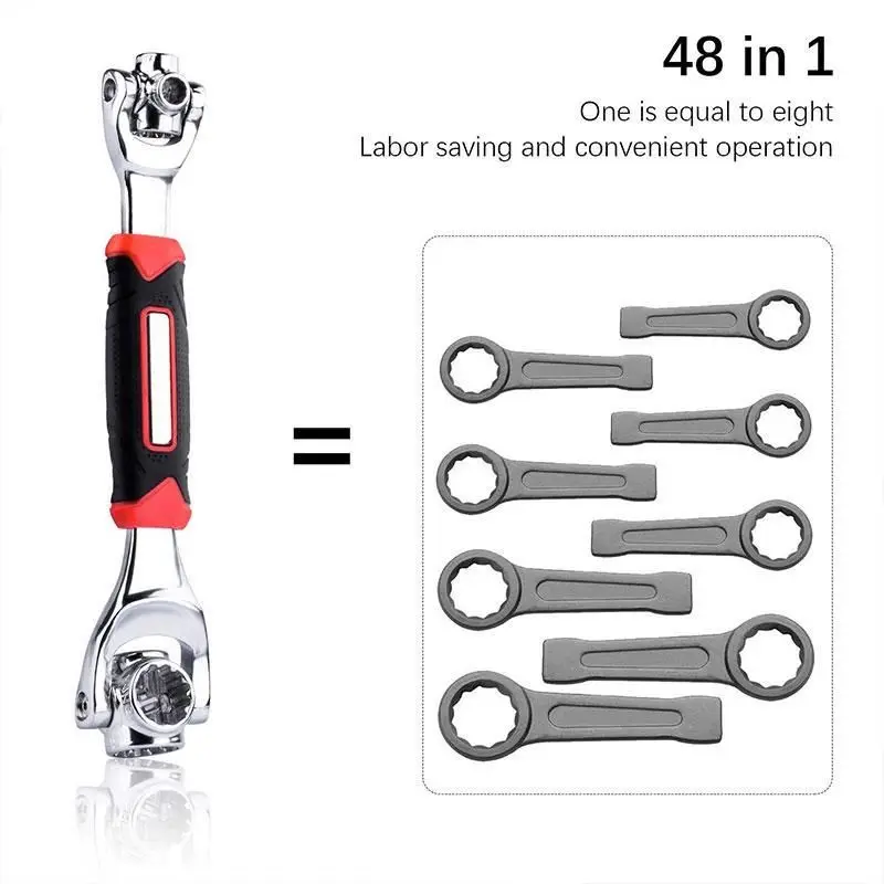

48 in 1 Socket Universal Wrench Rotary Spanner Work with Spline Bolts 360 Degree Ratchet Spanner Furniture Car Repair Hand Tool