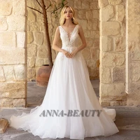 anna elegant wedding dresses v neck tank backless a line backless appliqueswedding dresses for women made to order