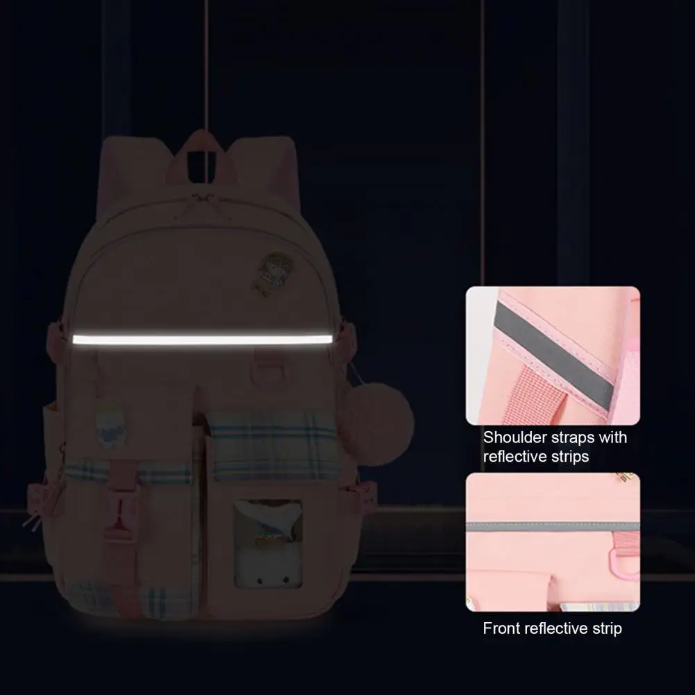 1-6 Grades Girls Bookbag Solid Color Large Capacity Smooth Zipper Backpack School Bag for Primary School Students