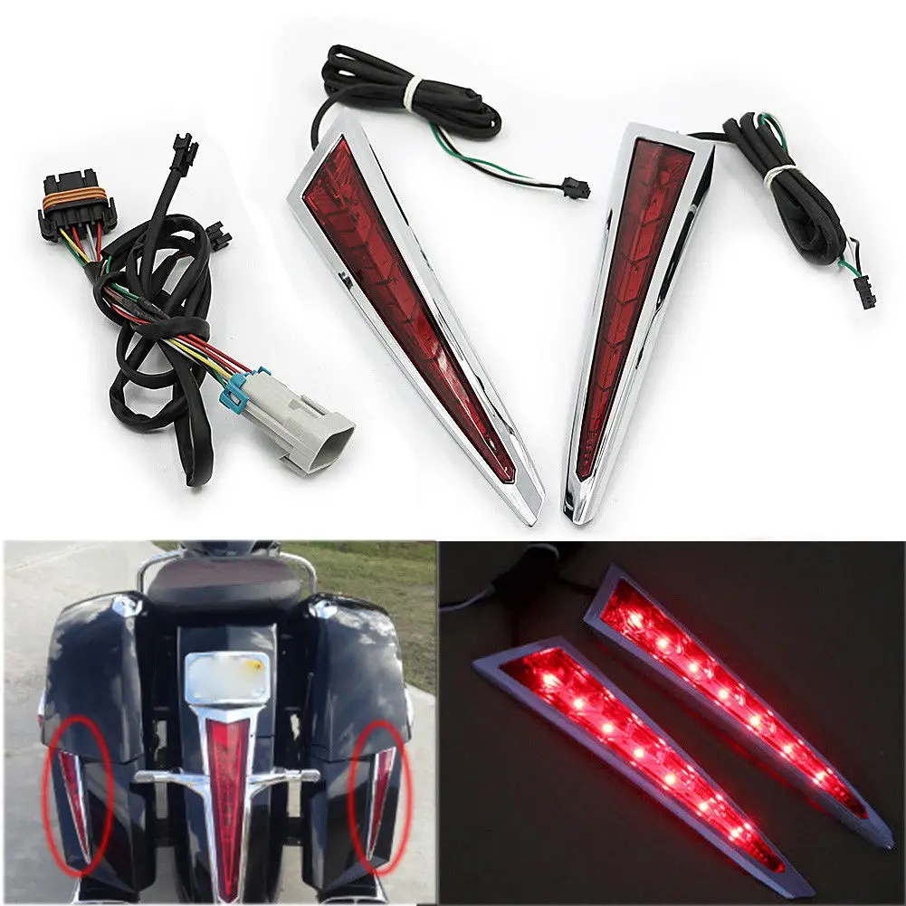 

Pack of 2 Saber Tooth Rear Saddlebag Side LED Brake Lights For Victory Country Cross Magnu 2010 2011 2012 2013 2014 2015 2016