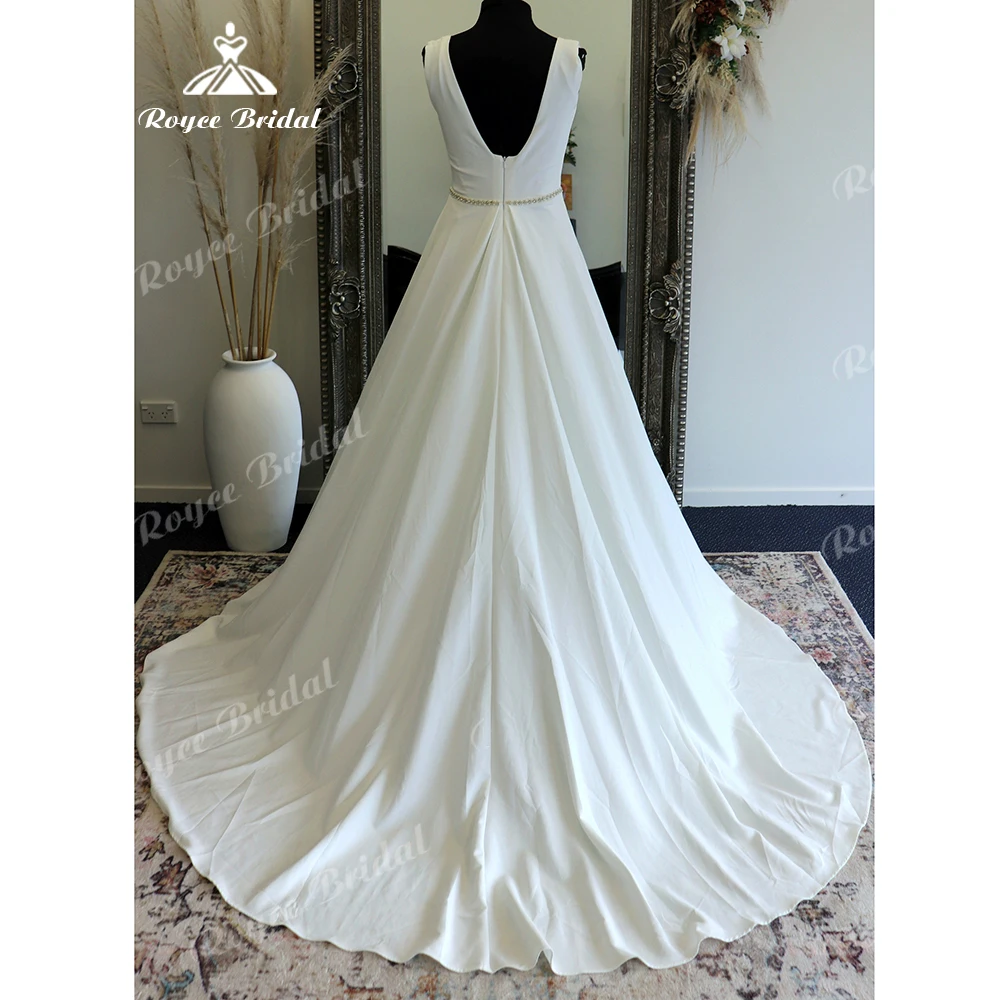 Роскошное Свадебное платье Roycebridal в стиле бохо из крепа с V-образным вырезом для