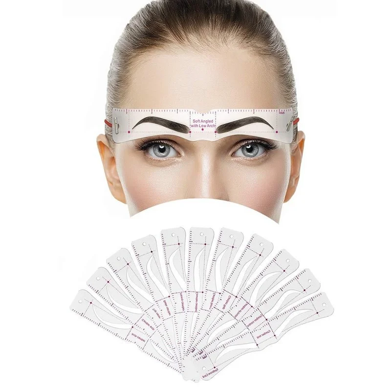 

12Pcs/set Reusable Eyebrow Stencil Set Eye Brow DIY Drawing Guide Styling Shaping Grooming Template Card Easy Makeup