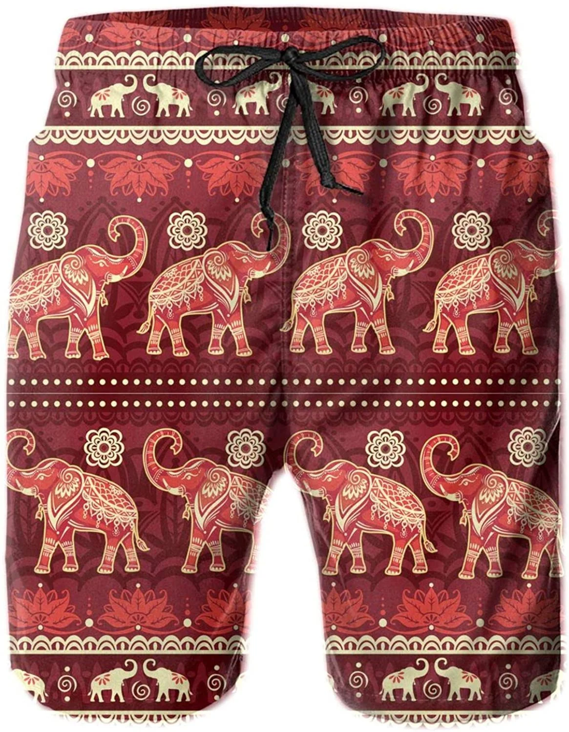 

Half Pants Ethnic Elephant Beach Shorts Classic Fit Short Home Drawstring Walk Short Breathable Mesh Lining