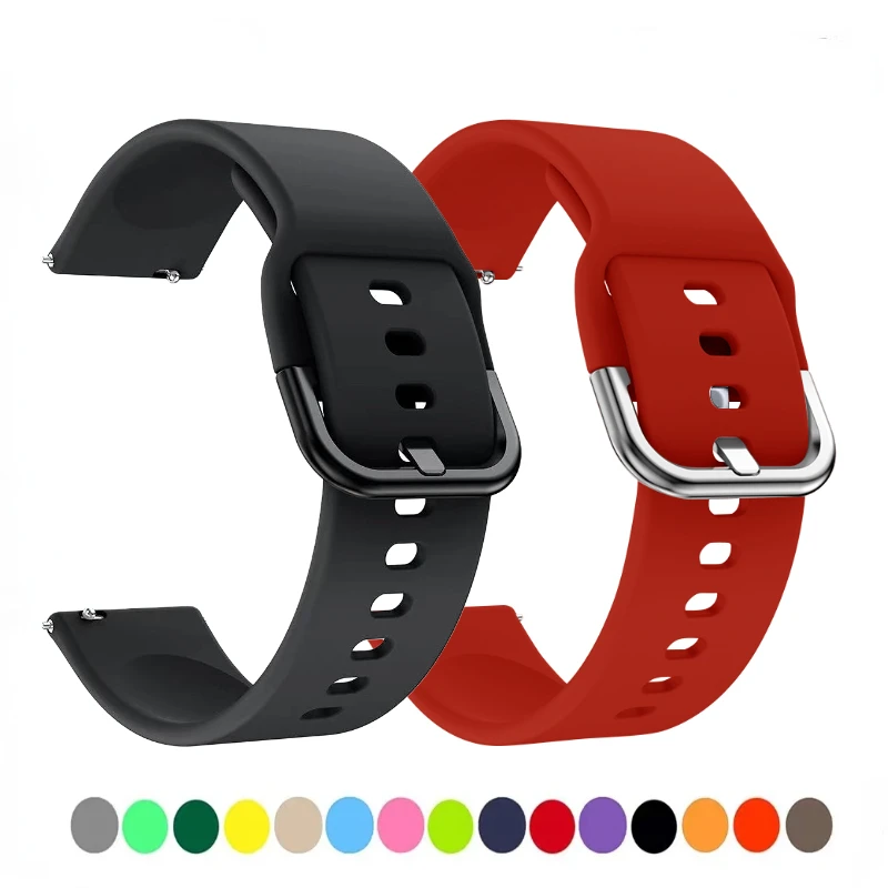 

20mmm 22mm Silicone strap for Samsung Galaxy Watch 4/3 Active 2 /Huawei Watch GT2 Soft Sport Bracelet Wristband for Amazfit Bip