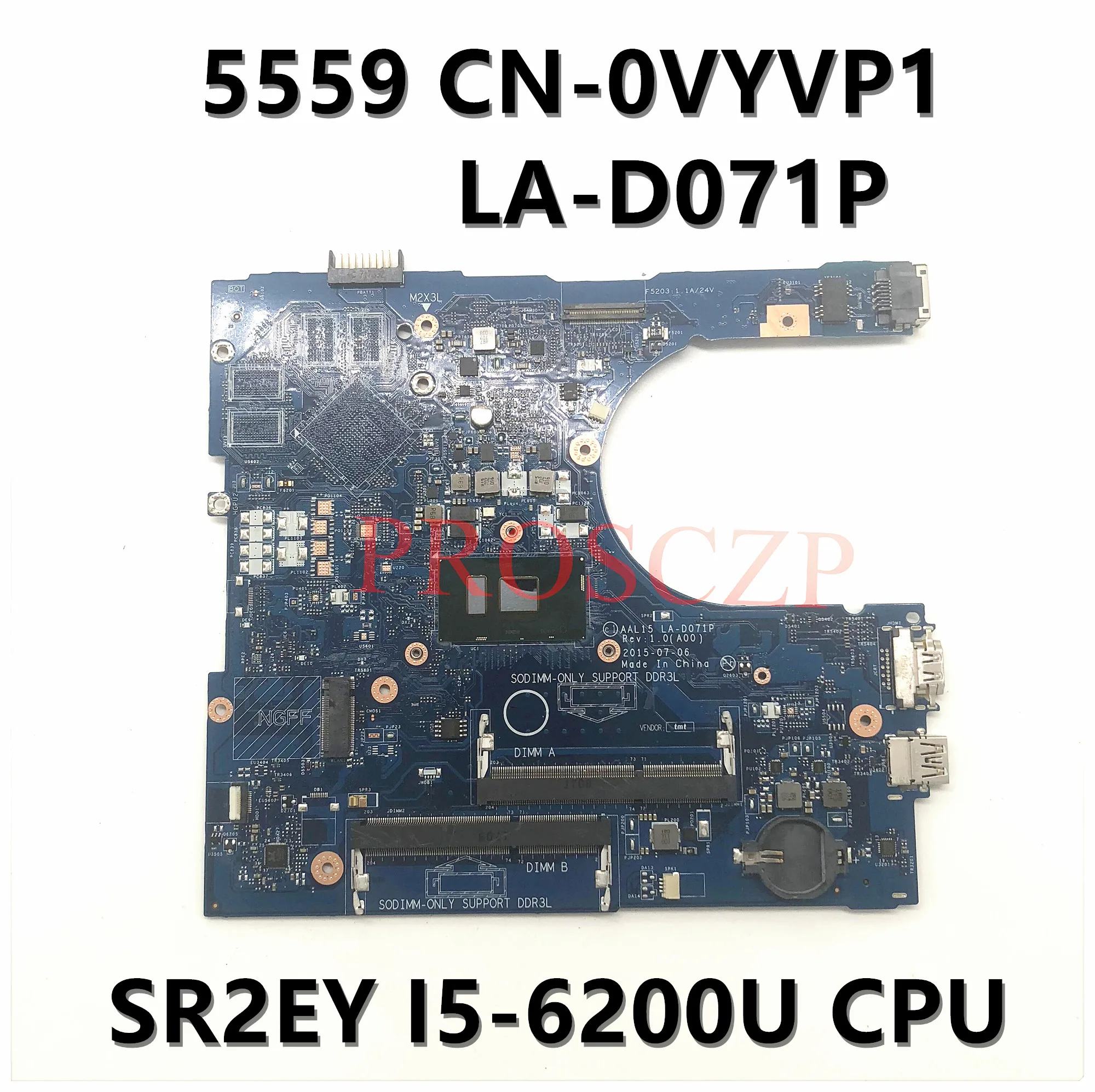CN-0VYVP1 0VYVP1 VYVP1     Dell 15 5559 5459 5759,   1024 W/SR2EY I5-6200U CPU 100%  