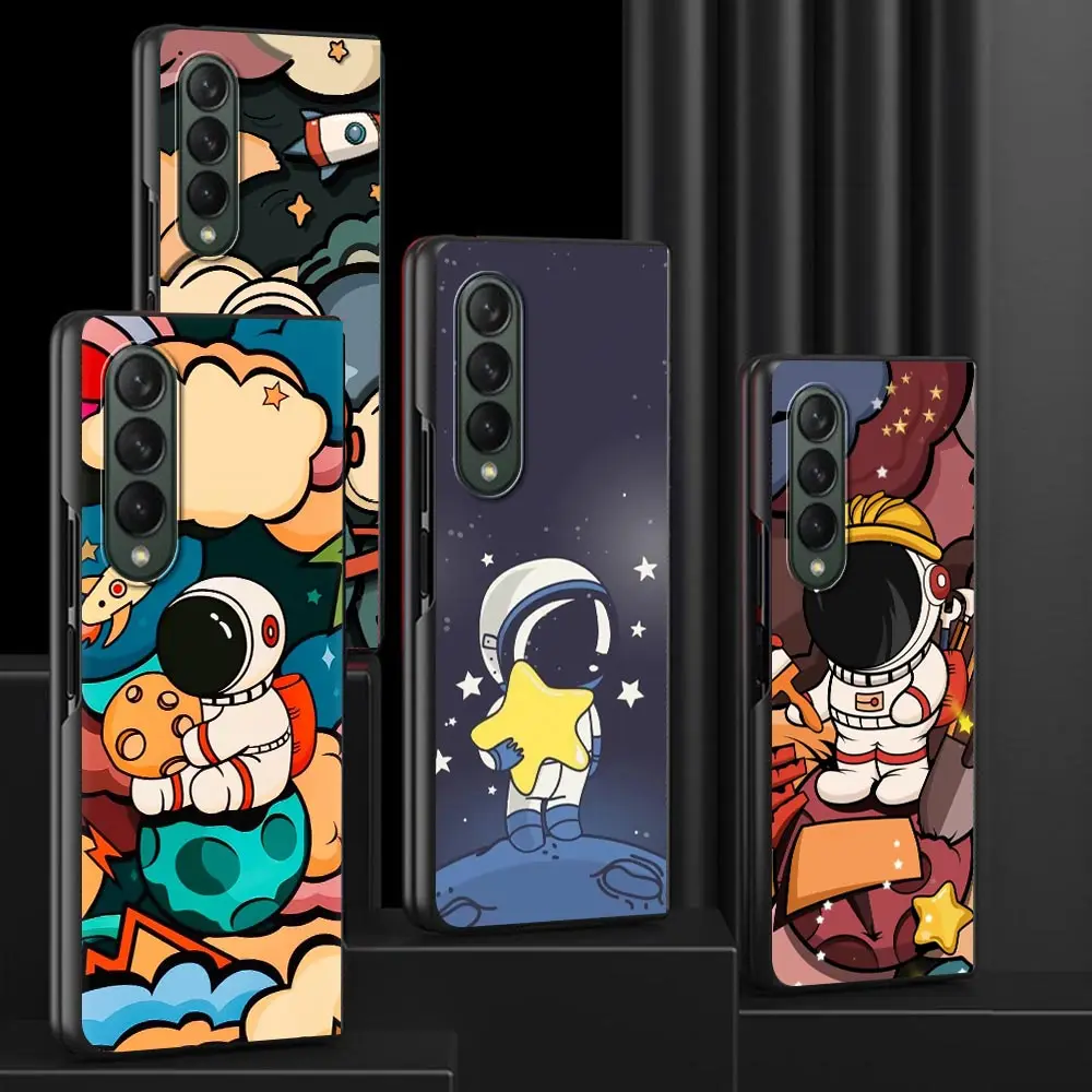 

Astronaut Cartoon Hard Case for Samsung Z Fold3 5G Silicone Phone Cover For Galaxy Z Fold 3 Shockproof Shell for ZFold 3