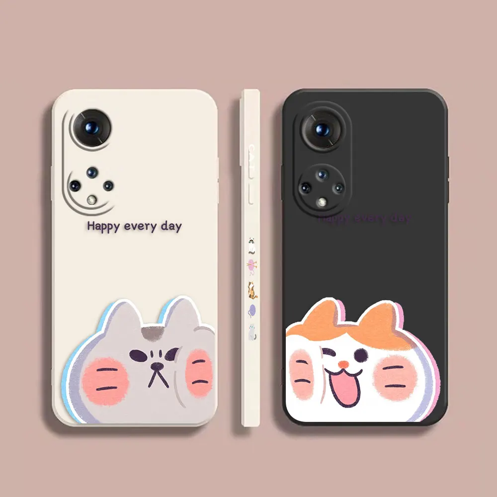 

Case For Honor 8X 9 10 20 30 30S 50 50 60 60 70 80 80 GT SE 5G PRO PLUS Case Cover Funda Cqoue Shell Capa Happy Cute Couple Cat
