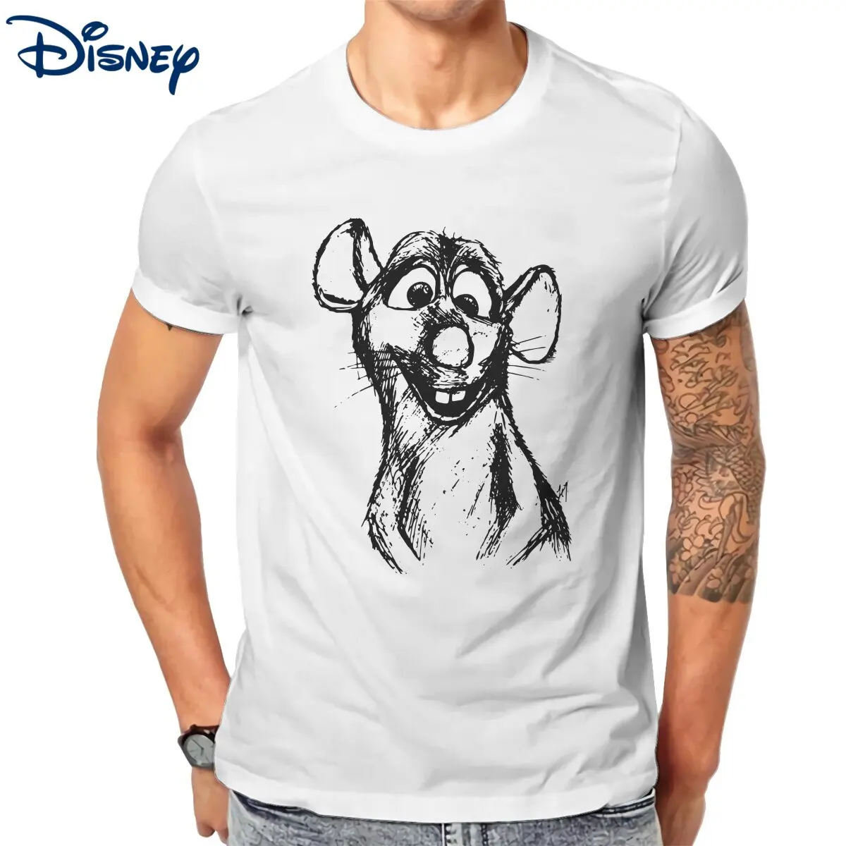 

Disney Ratatouille Remy футболки для мужчин 100% хлопок Винтажная Футболка круглый воротник футболка с коротким рукавом топы размера плюс