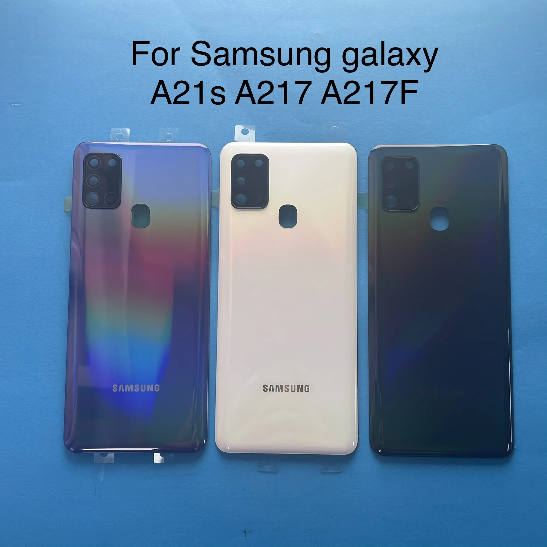 

Крышка батарейного отсека, задняя крышка корпуса, заднее стекло для Samsung A21S A217 A217F, Крышка батарейного отсека, рамка для объектива камеры с ло...