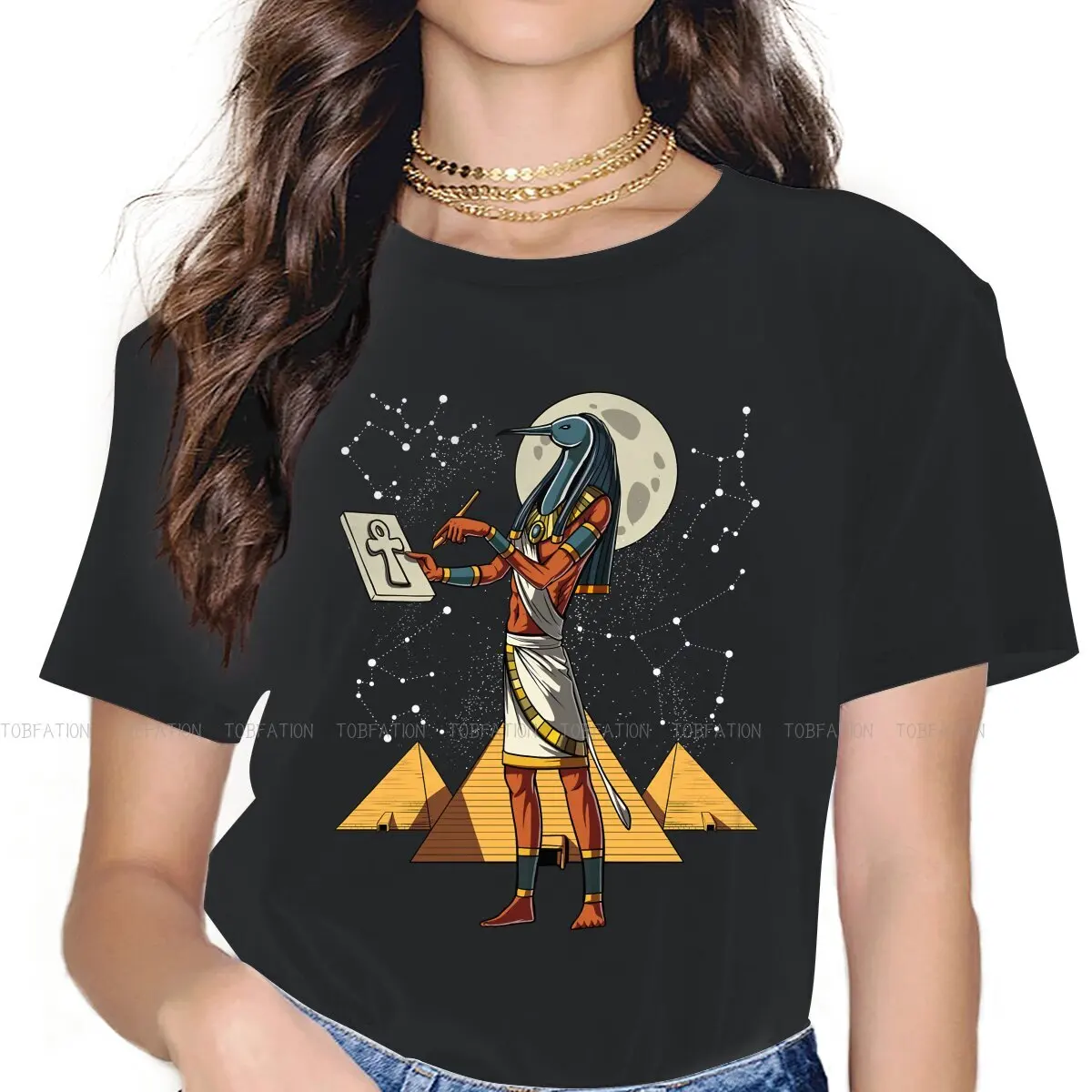 

Egyptian Ancient Egypt Culture Girls T Shirt God Thoth Classic Female Tops Graphic Kawaii Tees Ladies 4XL Cotton Tshirt