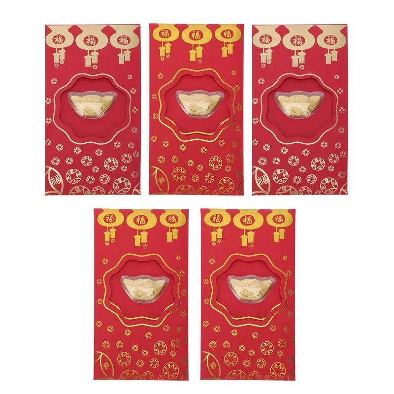 

5Pcs Chinese Traditional Red Pockets Ceremony Packets 2023 New Year Red Packets