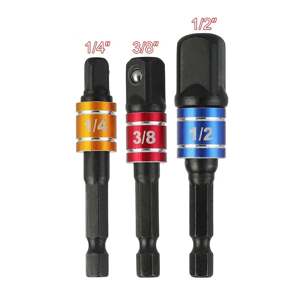 

1pc Drill Socket Adapter Impact Driver With Hex Shank Extension Bar 1/4 3/8 1/2 Woodworking Tools Herramientas Ferramentas