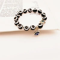 personality turkish evil eye bracelets black ellipse beads braslet for man on hand wish jewelry accessories wholesale