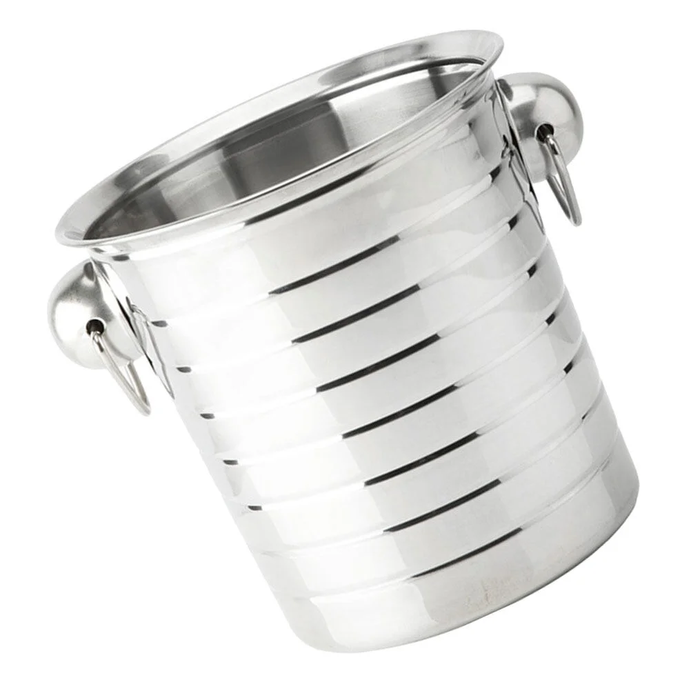 

Metal Bar Round Container With Lid Portable Stainless Steel Cooling Round Container With Lid with Handle Bottle Chiller Tub