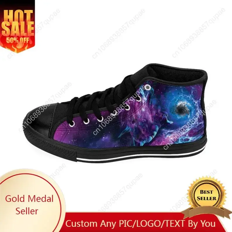 Фото Кроссовки Galaxy Shoes Space Rave, высокие кроссовки Astronaut, мужские, женские, подростковые, холщовые кеды, повседневная обувь для пар, обувь на заказ №1