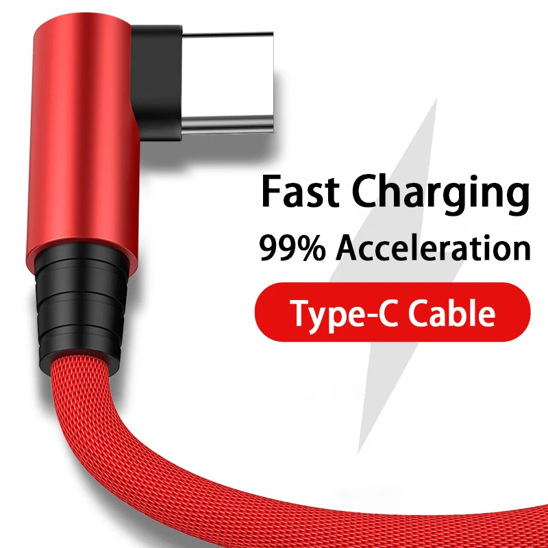 90 degree elbow charger usb cable for samsung huawei xiaomi gamer mobile phone accessories type c cable power bank usb c cable free global shipping
