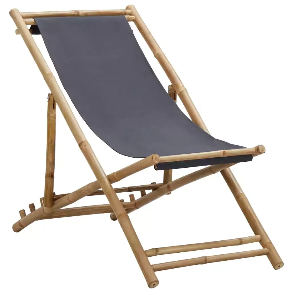 

Bamboo Chair and Canvas Terrace Dark folded patio lounger