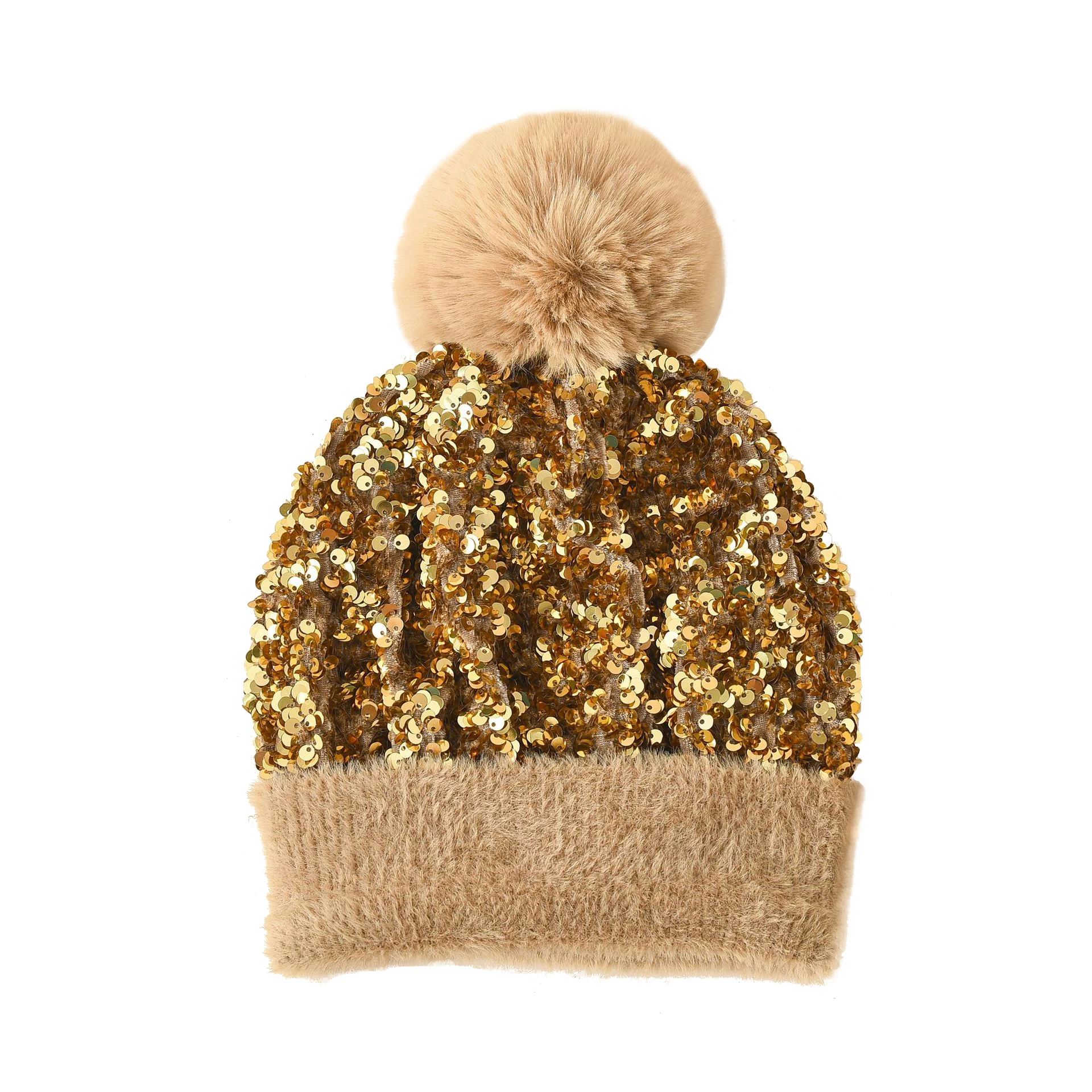 Women Autumn Winter Beanie for Party Girls Bling Versatile Hat Outdoor Skullcap Christmas Keep Warm Woolen Yarn Knitted Cap Gift