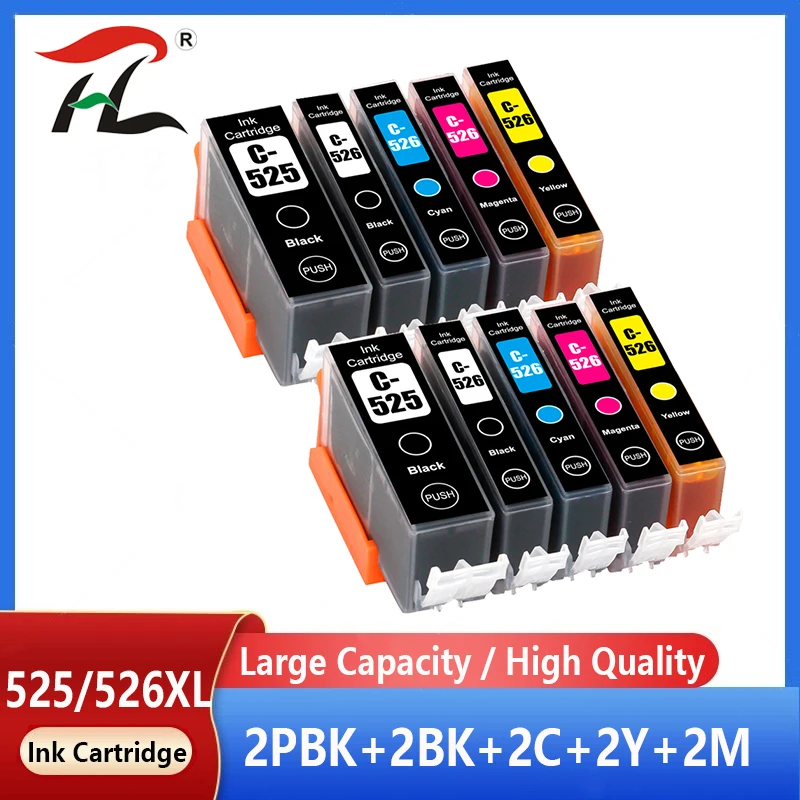 

10X PGI525 PGI 525 CLI 526 Ink Cartridges for Canon Pixma iP4850 ix6550 MG5150 MG5250 MG6150 MG8150 MX885 MG5350 Printer