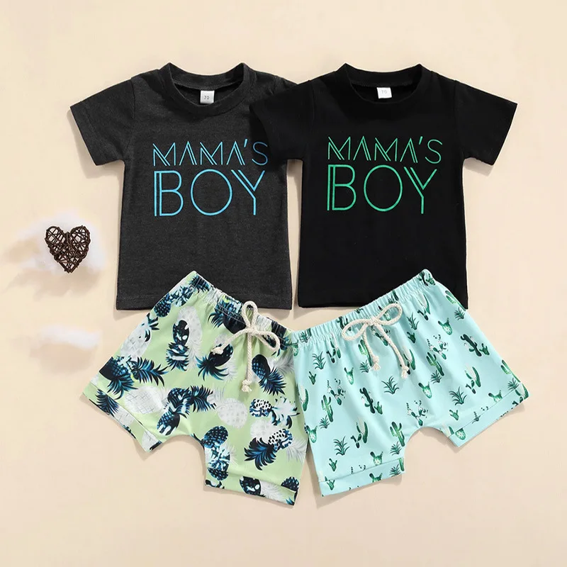 

Summer Newborn Baby Boy Clothing Set Boys Kids Clothes T Shirt Letter Print Short Sleeve Sweatshirt T Shirt Pineapple Shorts2Pcs
