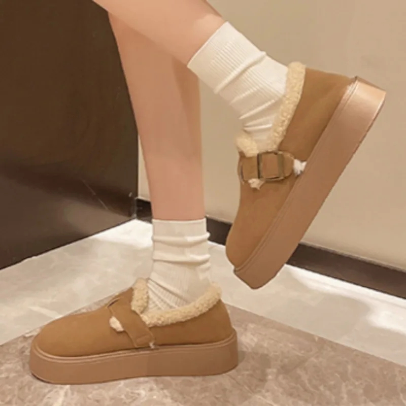 Новинка 2024 зимние женские однотонные повседневные ботинки в стиле ретро с