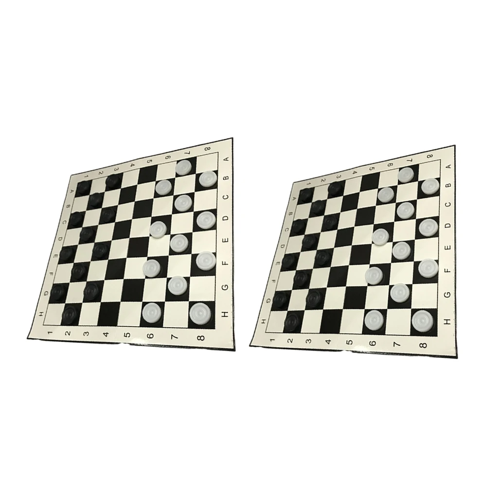 

2 Sets Checkers Folding Checkerboard Board Game Interactive Children