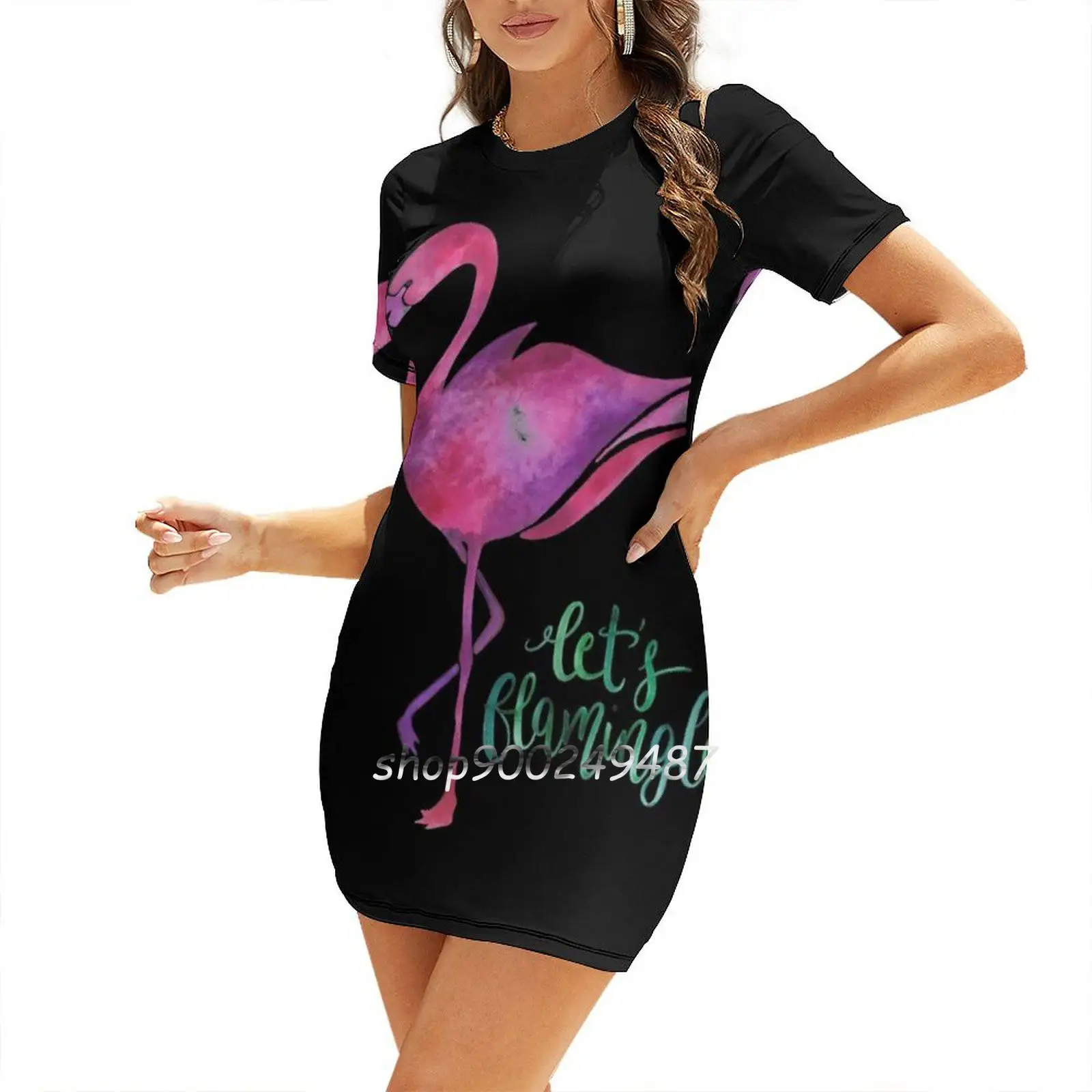 Давайте полумламинго! Женское повседневное мини-платье с высокой талией платья