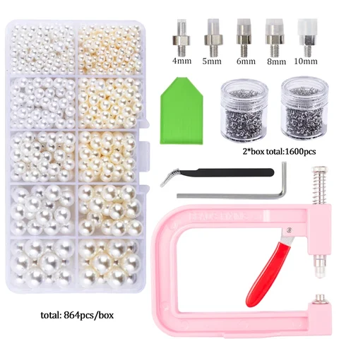 Pearl Setting Machine Hand Press DIY Craft Accessories with Beads Screw Heads for Clothes/Bags/Skirt Setting Machine Accessories