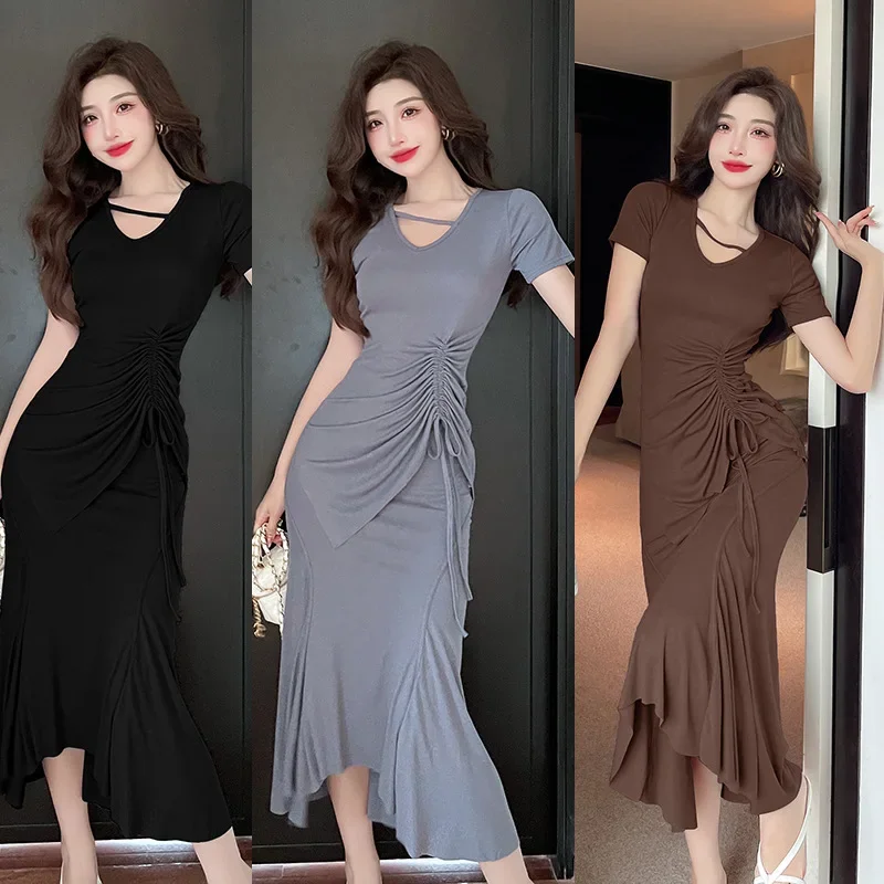 Женский костюм с юбкой рыбий хвост Повседневная Приталенная футболка в