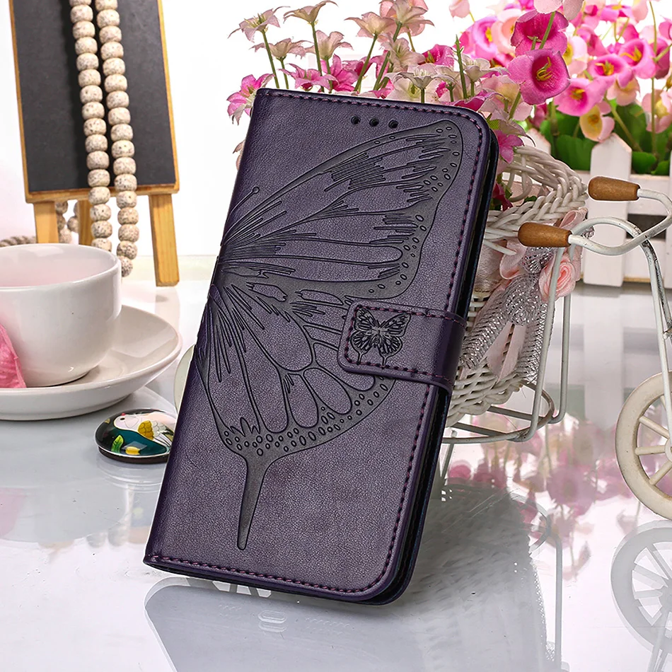 Etui Leather Wallet Flip Case For Xiaomi 11T 11 Lite Redmi A1 10C 10A 9 9A 9C 9T Note 10 Pro/10T/9 Butterfly Pattern Phone Cover