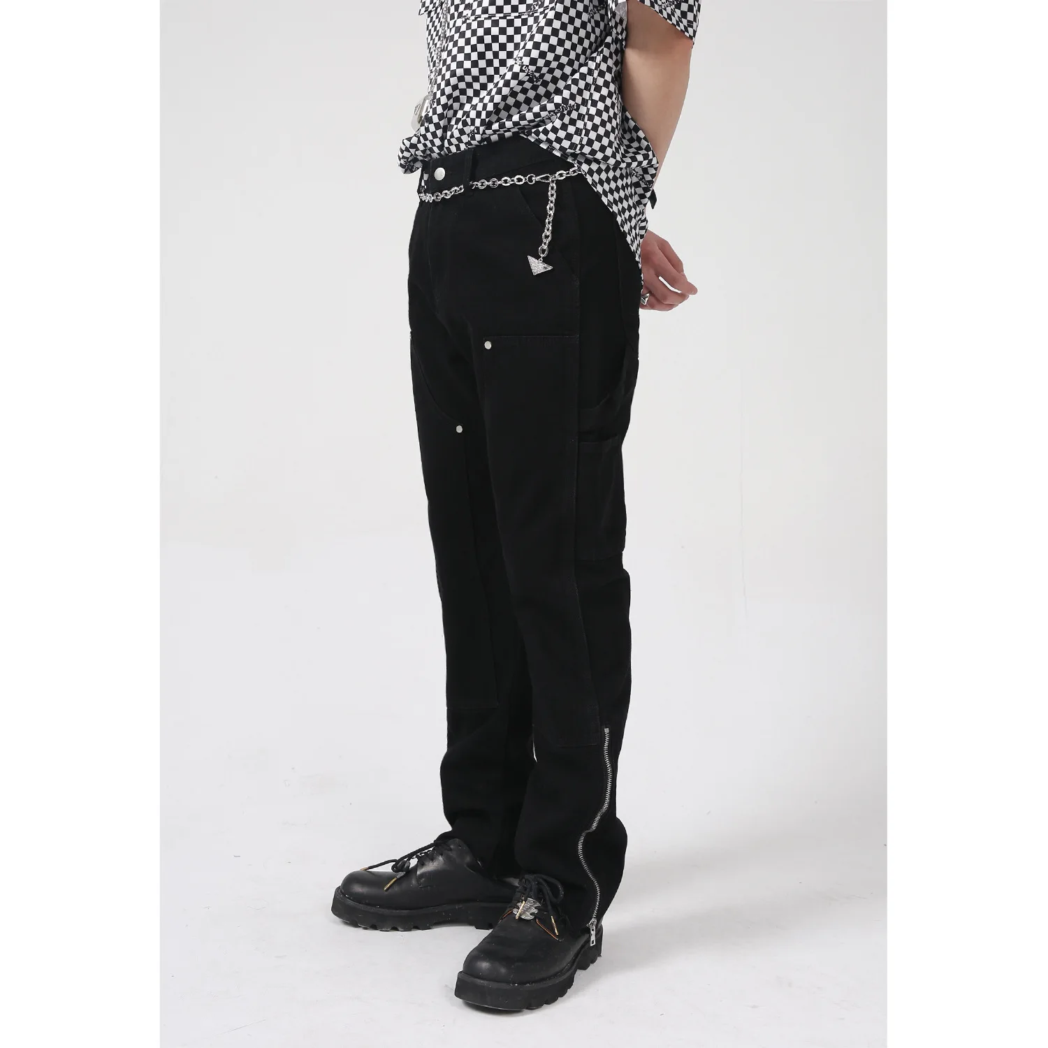 Four Seasons Trousers Korean Version Loose Straight Ins Tide Brand Zipper Design Jeans Men Streetwear Ins Hot Sale Men Clothing