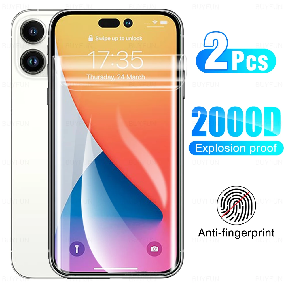 

2Pcs Hydrogel Film Full Cover For iPhone 14 11 12 13 Pro Max mini Screen Protector For iPhone 8 7 Plus 7 8 SE 2020 2022 No Glass