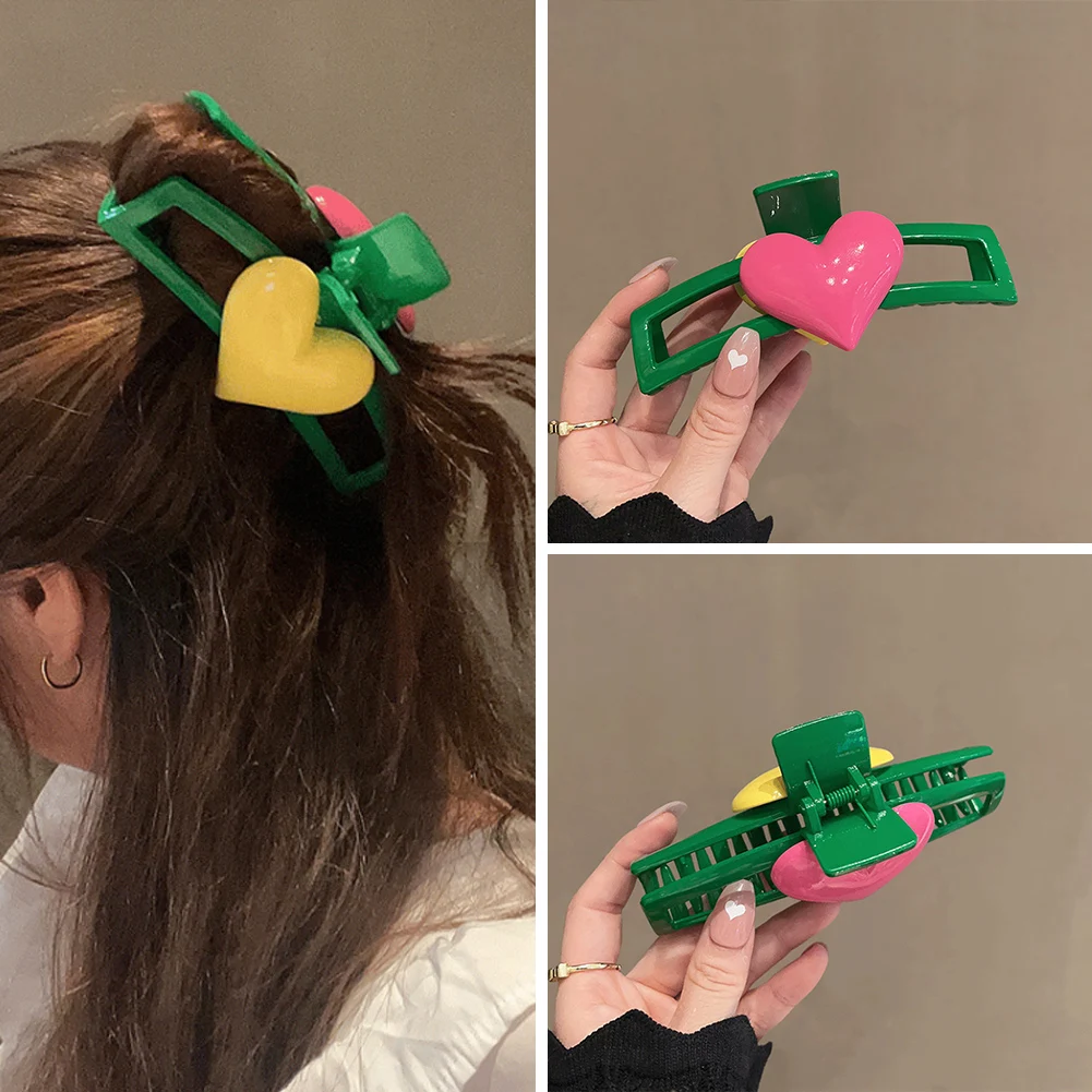 

Hair Accessories Double Side Heart Gripper Shark Clip Hair Grab Acrylic Hair Clip Geometric Hairpin Hair Claw